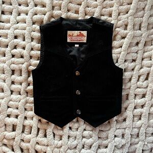 Black kids leather Vest with Buttons